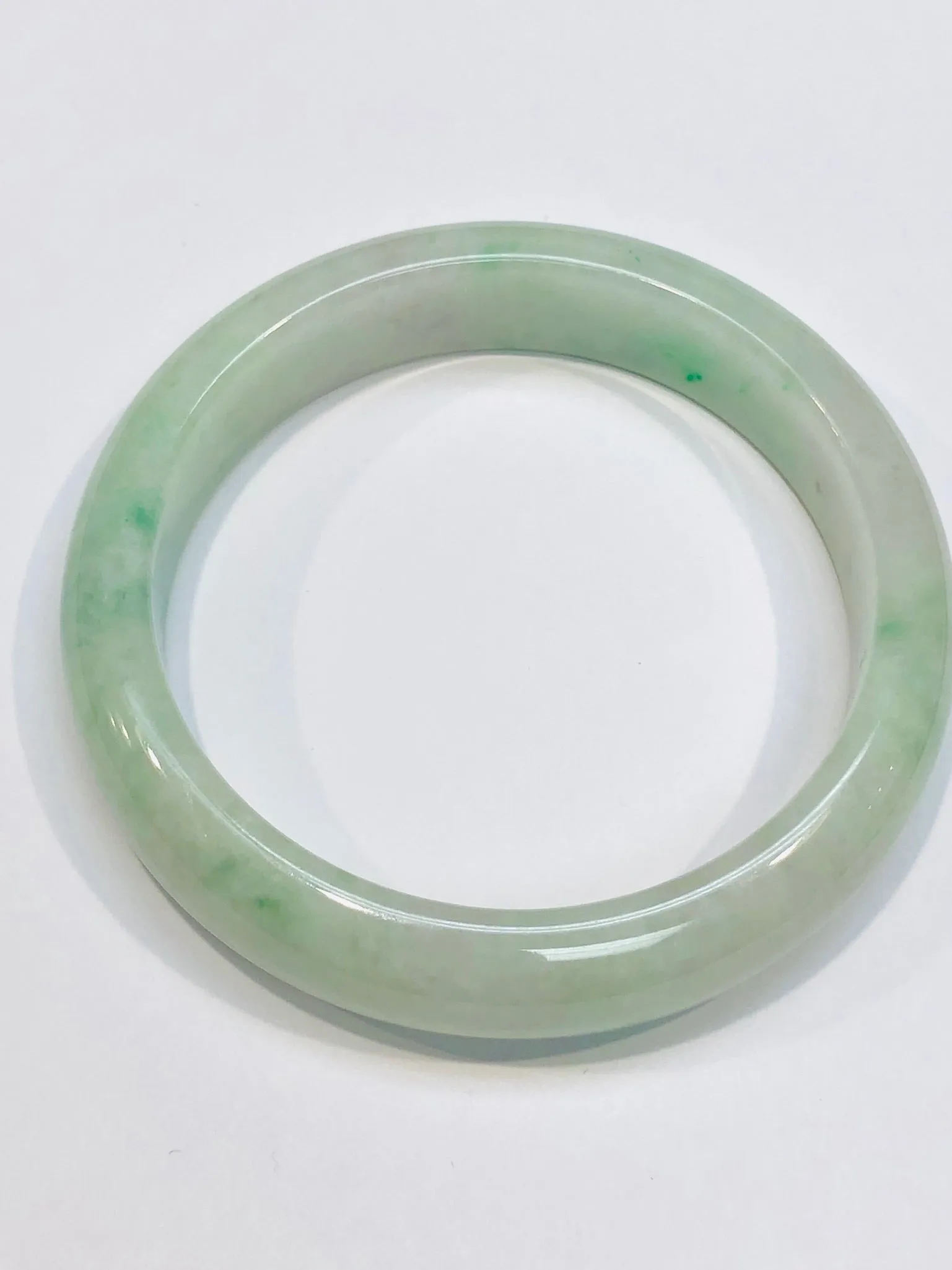 Burmese Icy Apple Green Jadeite Comfort Fit Bangle