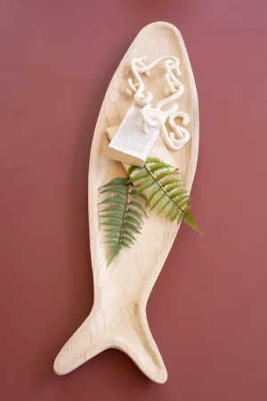 Carved Wooden Fish Platter