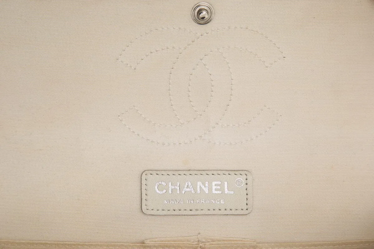 Chanel 2016 Blue and White Painted Print Lambskin Airline Classic Double Flap