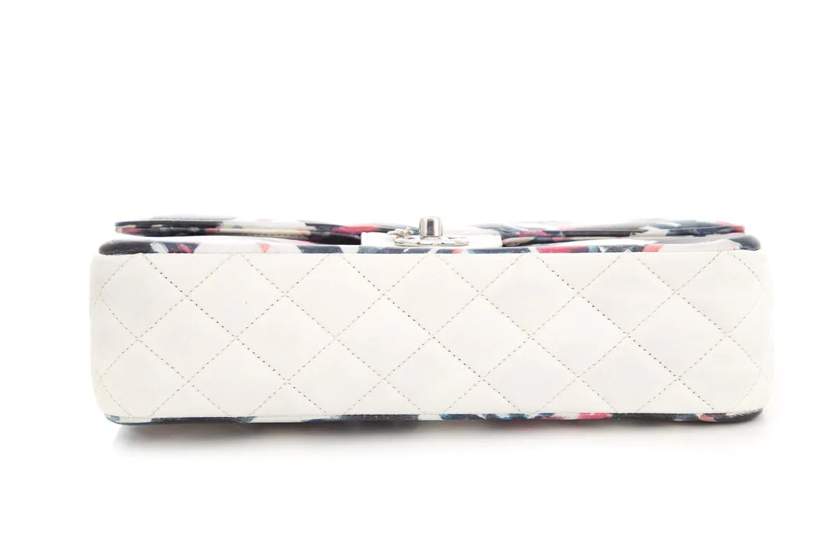 Chanel 2016 Blue and White Painted Print Lambskin Airline Classic Double Flap