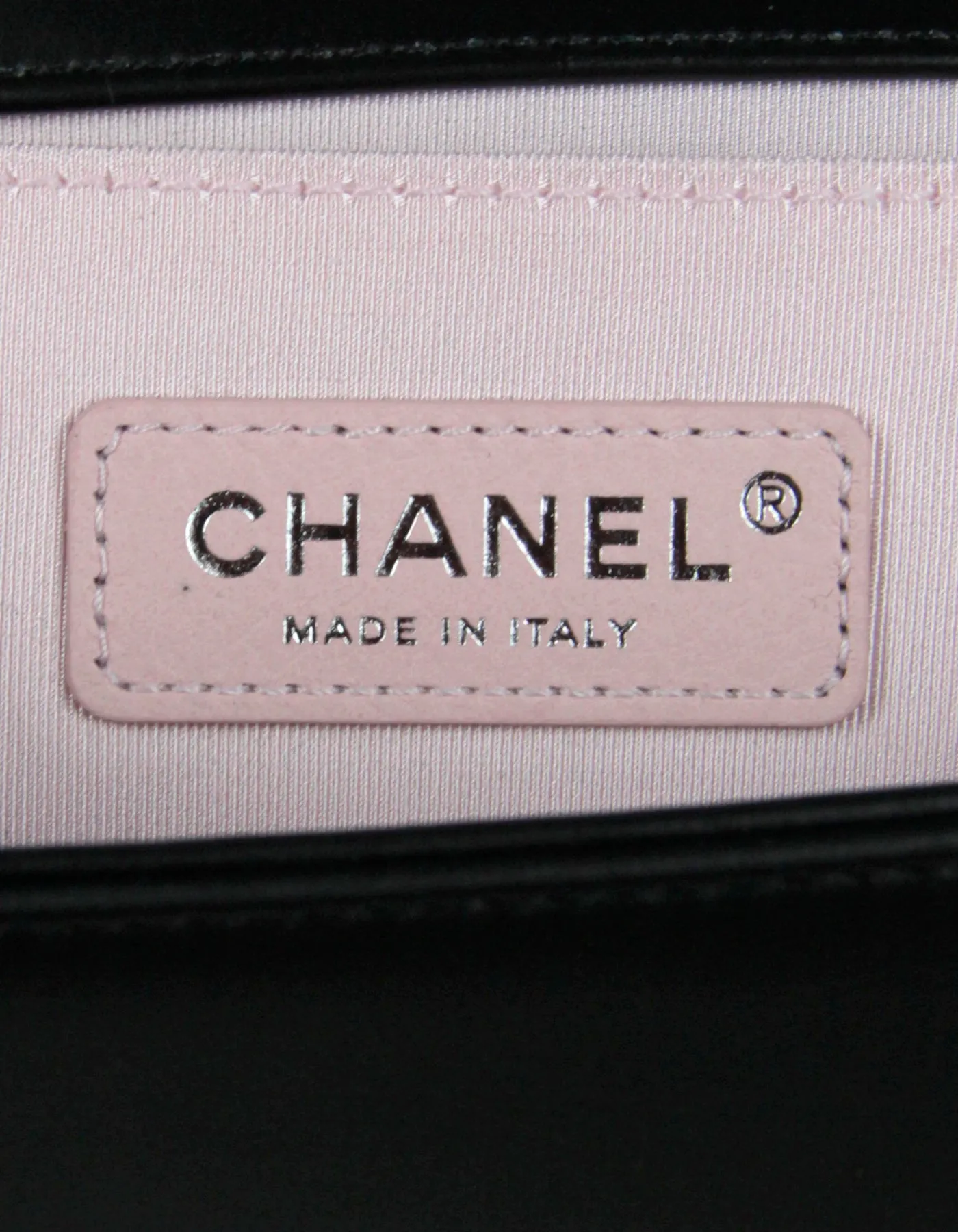 Chanel Black Calfskin Leather Chevron Pearl Boy Bag