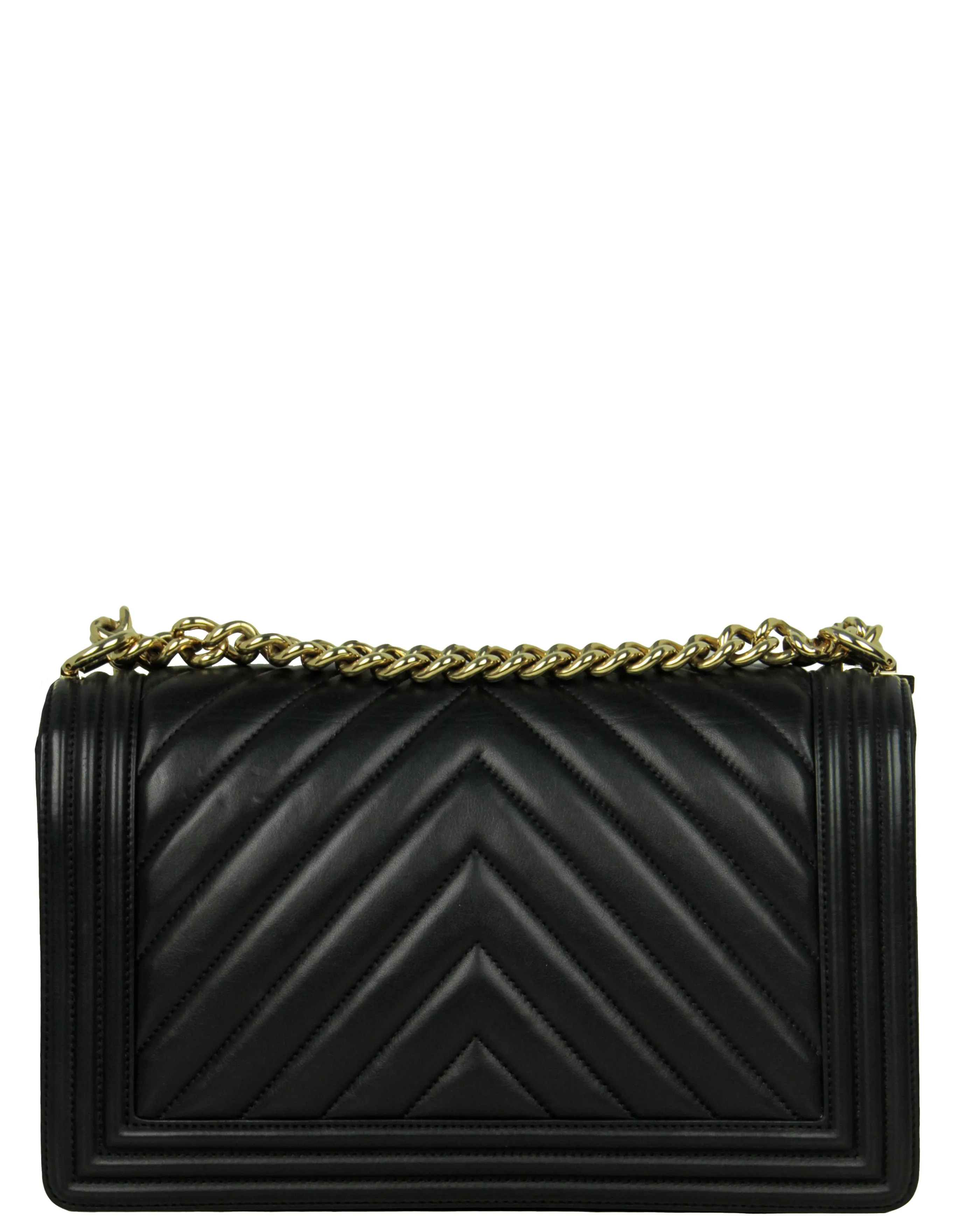 Chanel Black Chevron Lambskin Leather New Medium Boy Bag