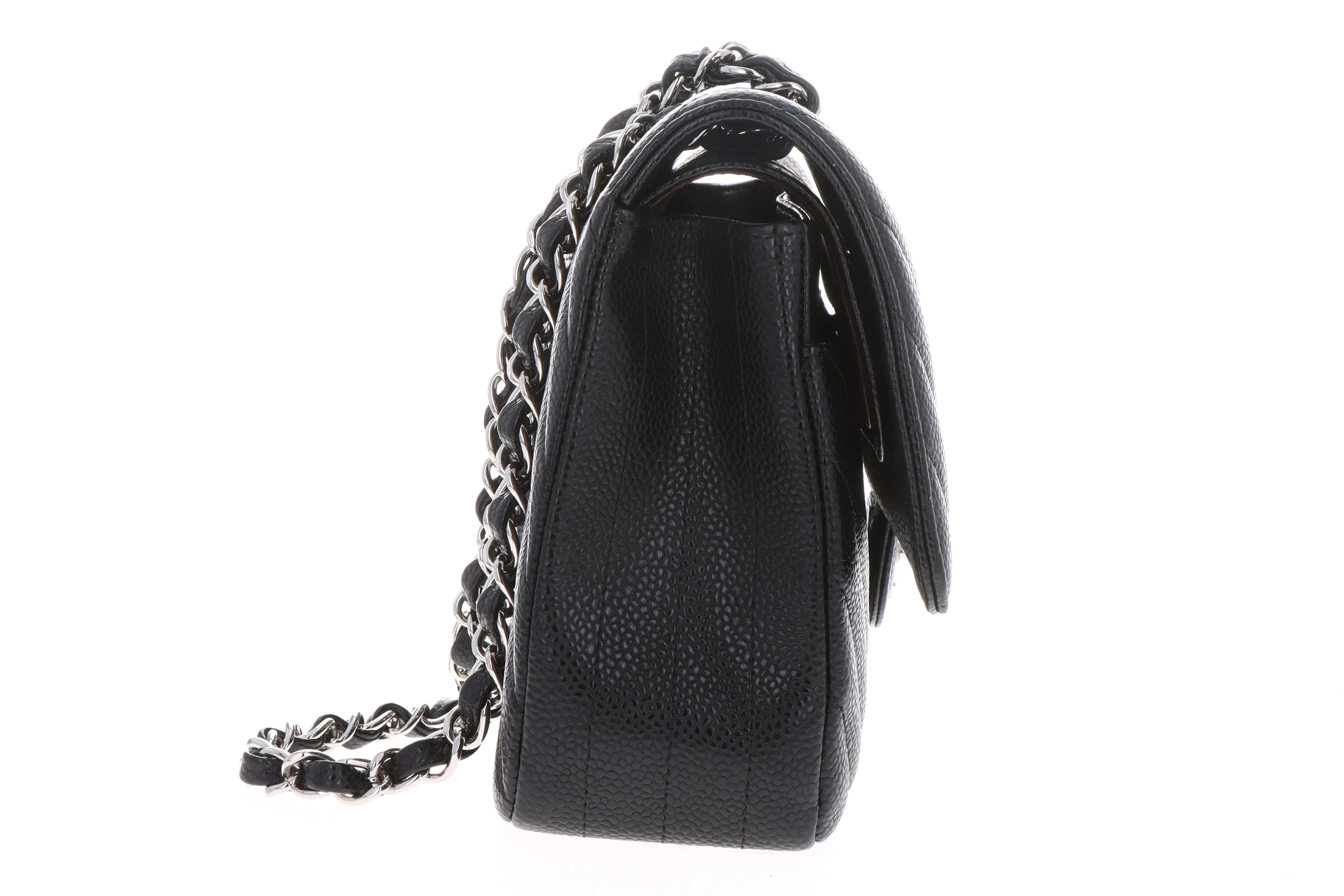 Chanel Caviar Medium Double Flap Black W/ Silver Hardware