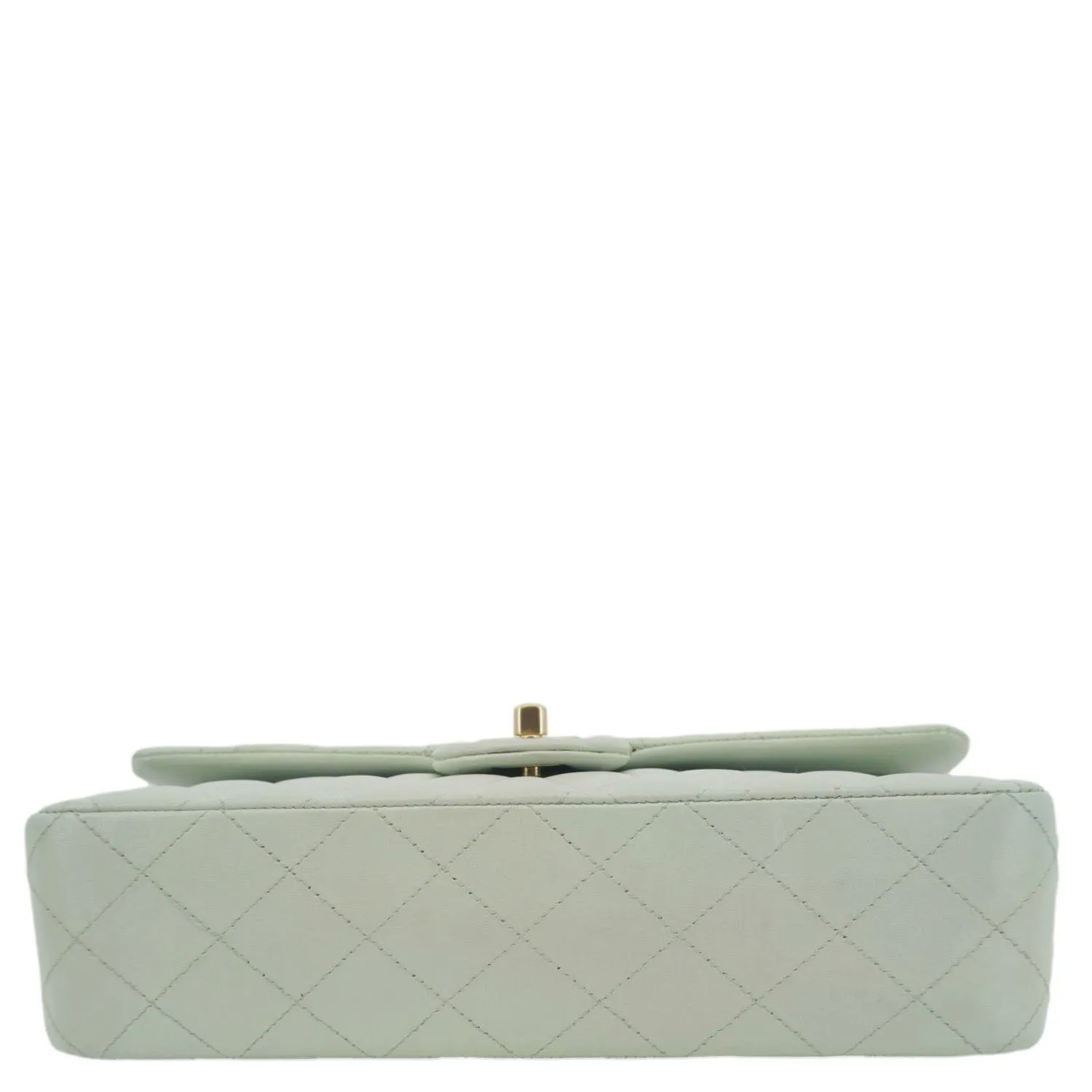 CHANEL Classic Double Flap Small Quilted Leather Shoulder Bag Light Green