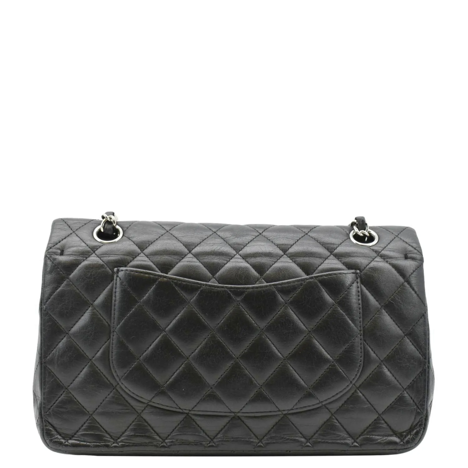 CHANEL Classic Medium Double Flap Quilted Leather Shoulder Bag Black