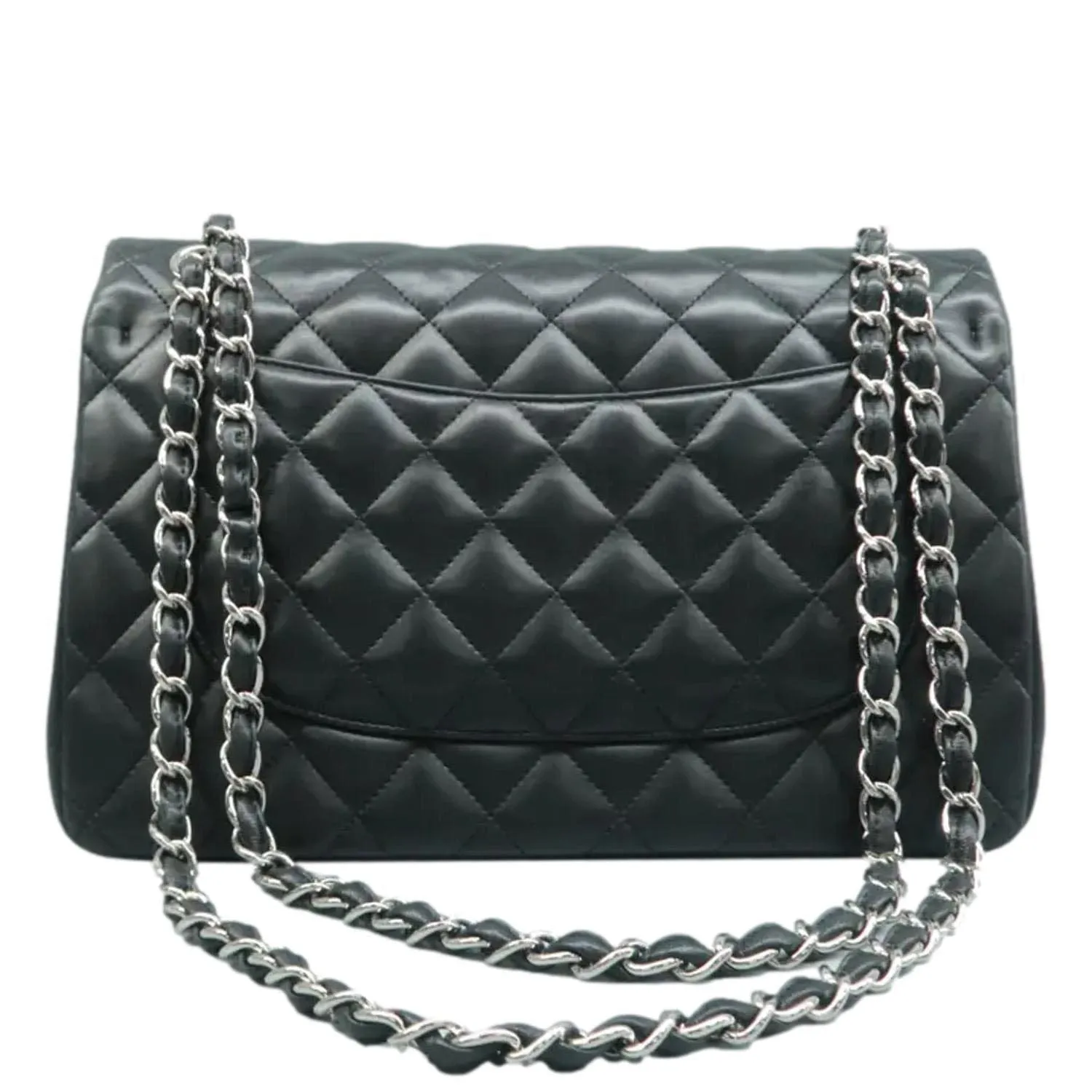 CHANEL Jumbo Classic Double Flap Quilted Leather Shoulder Bag Black