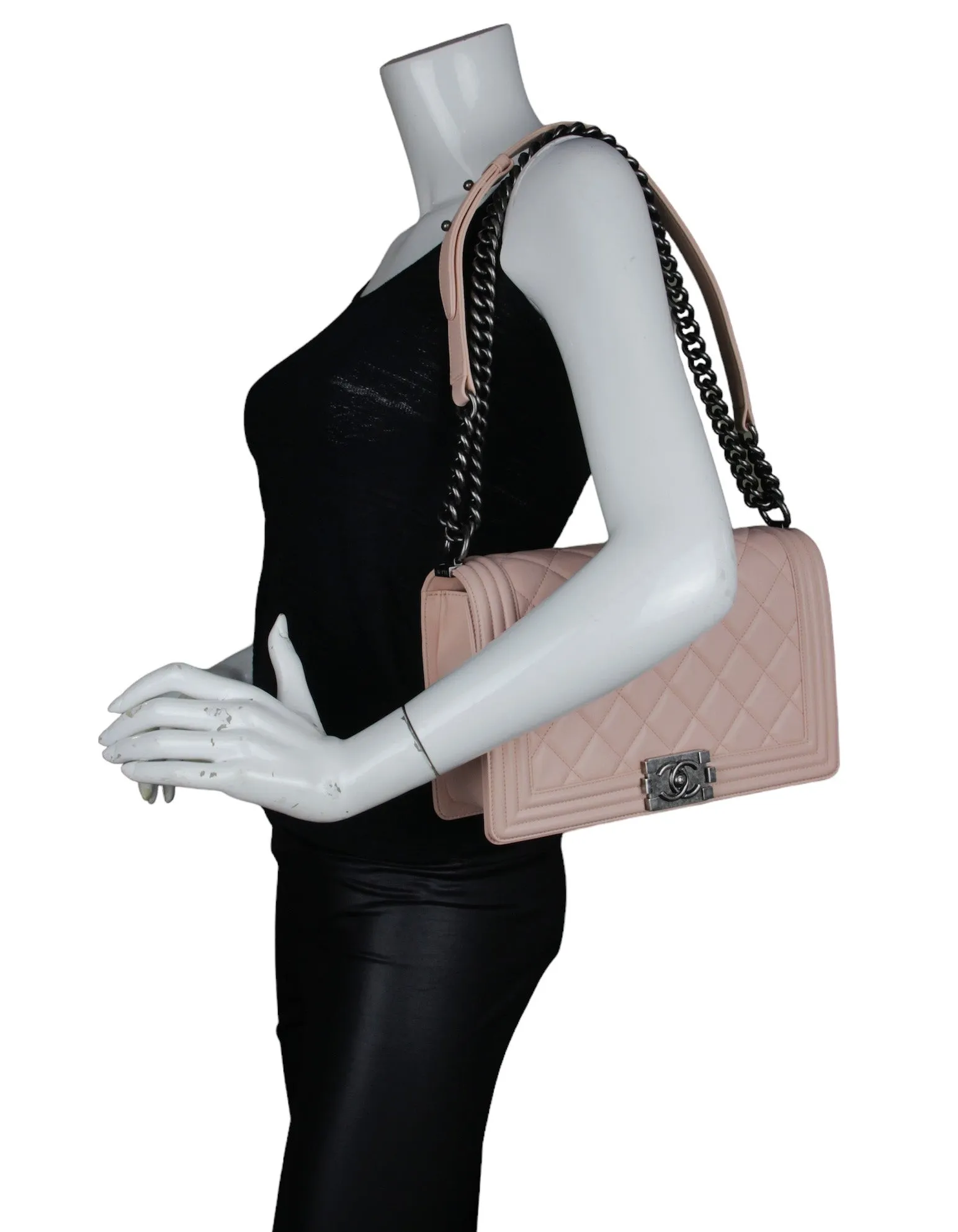 Chanel Pink Lambskin Leather New Medium Boy Bag
