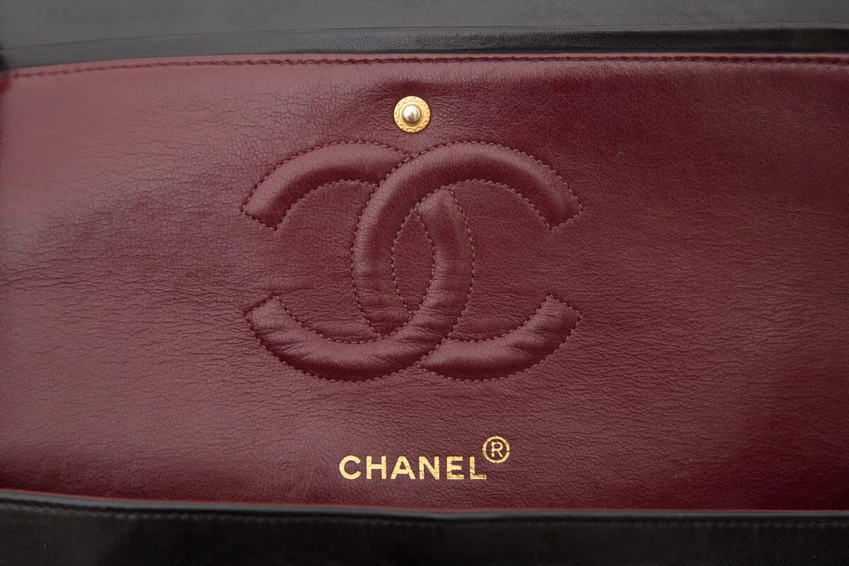 Chanel Vintage Black Lambskin Classic Double Flap Handbag