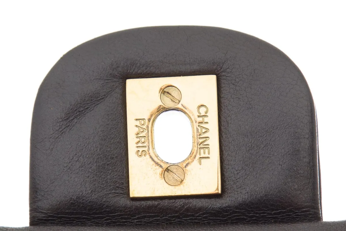 Chanel Vintage Black Lambskin Classic Double Flap Handbag
