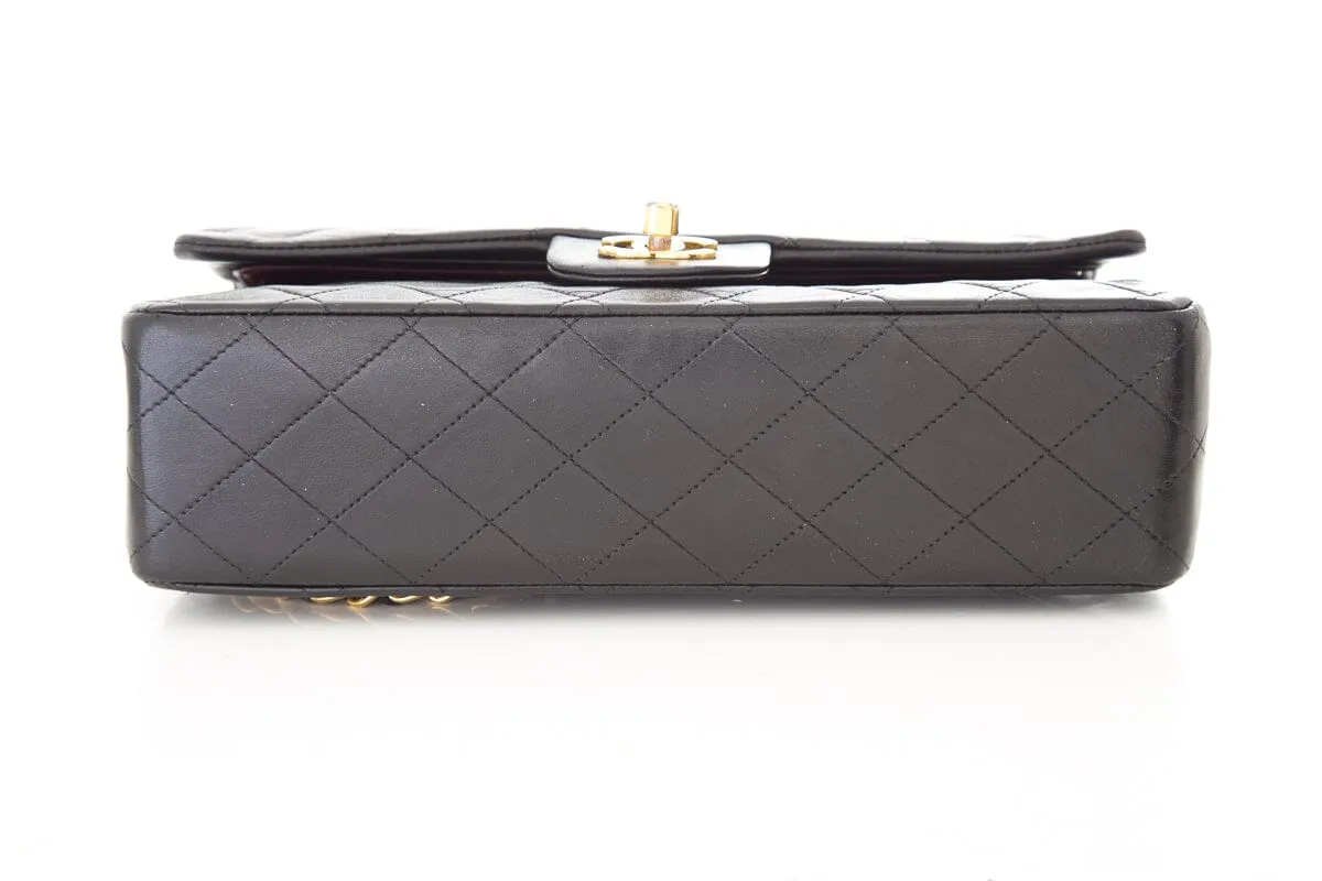 Chanel Vintage Black Lambskin Classic Double Flap Handbag