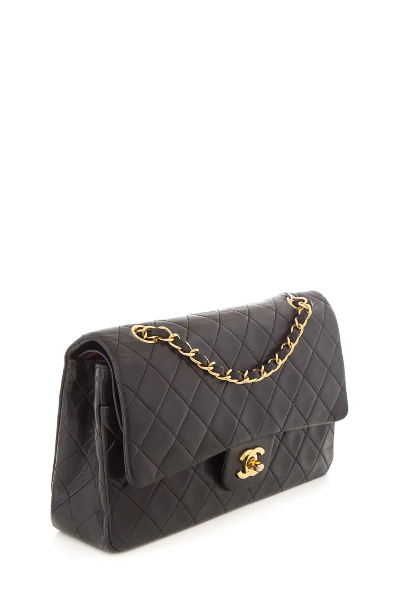 Chanel Vintage Black Lambskin Classic Double Flap Handbag