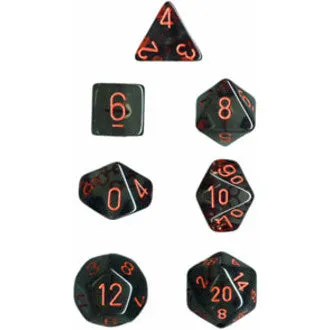 Chessex 7-Piece Sets: Translucent Dice - Smoke/Red