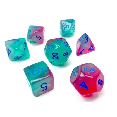 Chessex: Gemini 7P Gel Green-Pink / Blue