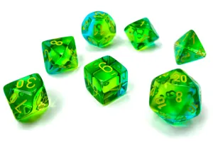Chessex: Gemini 7P Translucent Green-Teal/Yellow