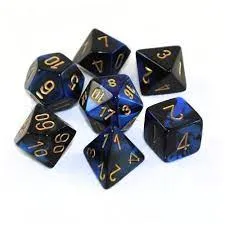 Chessex: Gemini 7PC Black-Blue / Gold