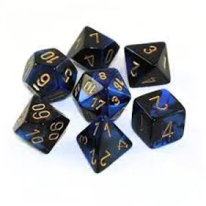 Chessex: Gemini 7PC Black-Blue / Gold