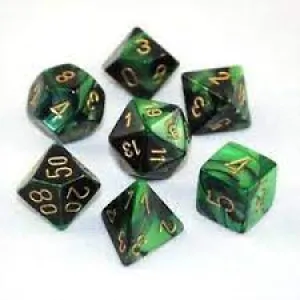 Chessex: Gemini 7PC Black-Green / Gold