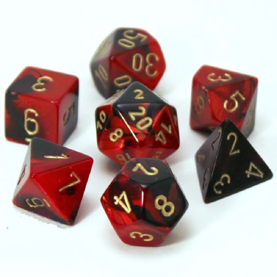 Chessex: Gemini 7Pc Black-Red / Gold