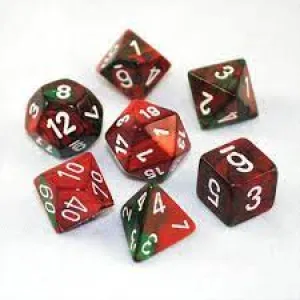 Chessex: Gemini 7PC Green-Red / White