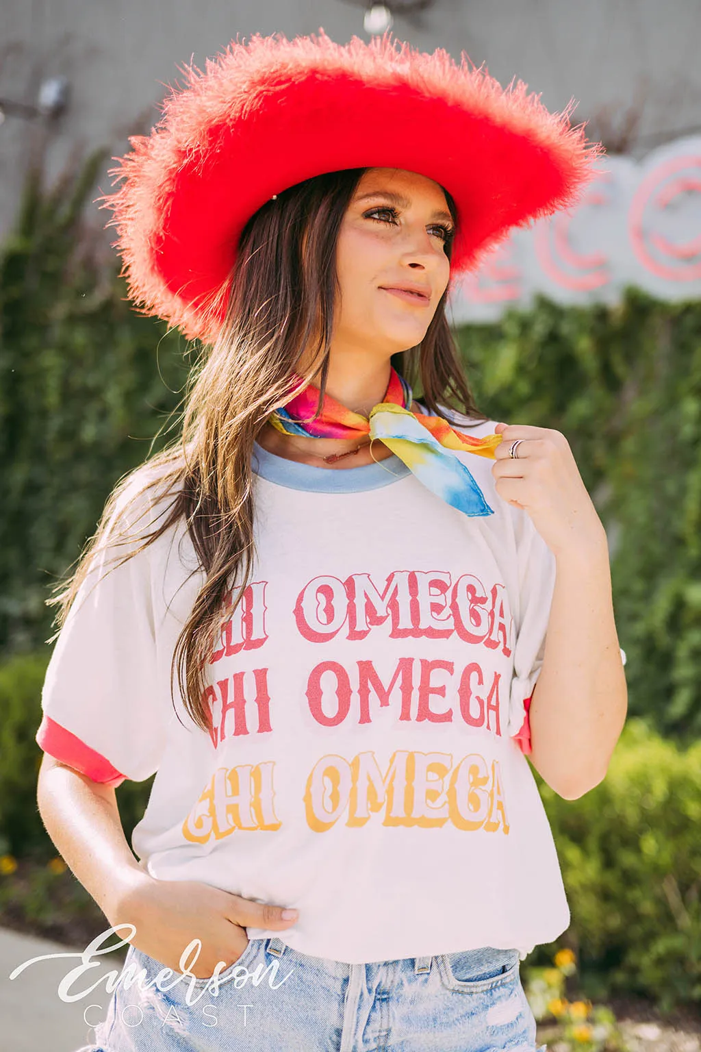 Chi Omega Bid Day Carnival Colorblock Ringer Tee
