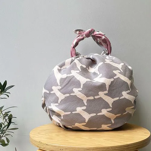 Cho Musubi - run run run  gray/pink - Double Sided Dyeing ミナペルホネン 綿GA 両面 run run run グレー/ピンク - Furoshiki 100 x 100 cm