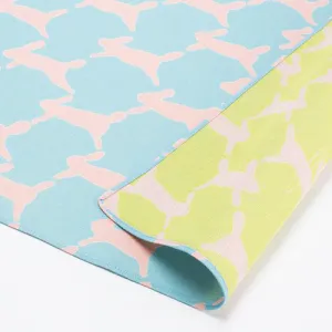 Cho Musubi - run run run   light blue/yello - Double Sided Dyeing ミナペルホネン 綿GA 両面 run run run ライトブルー　イエロー - Furoshiki 100 x 100 cm