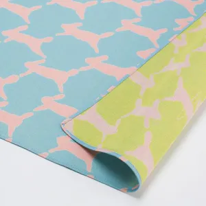 Cho Musubi - run run run   light blue/yello - Double Sided Dyeing ミナペルホネン 綿GA 両面 run run run ライトブルー　イエロー - Furoshiki 50 x 50 cm