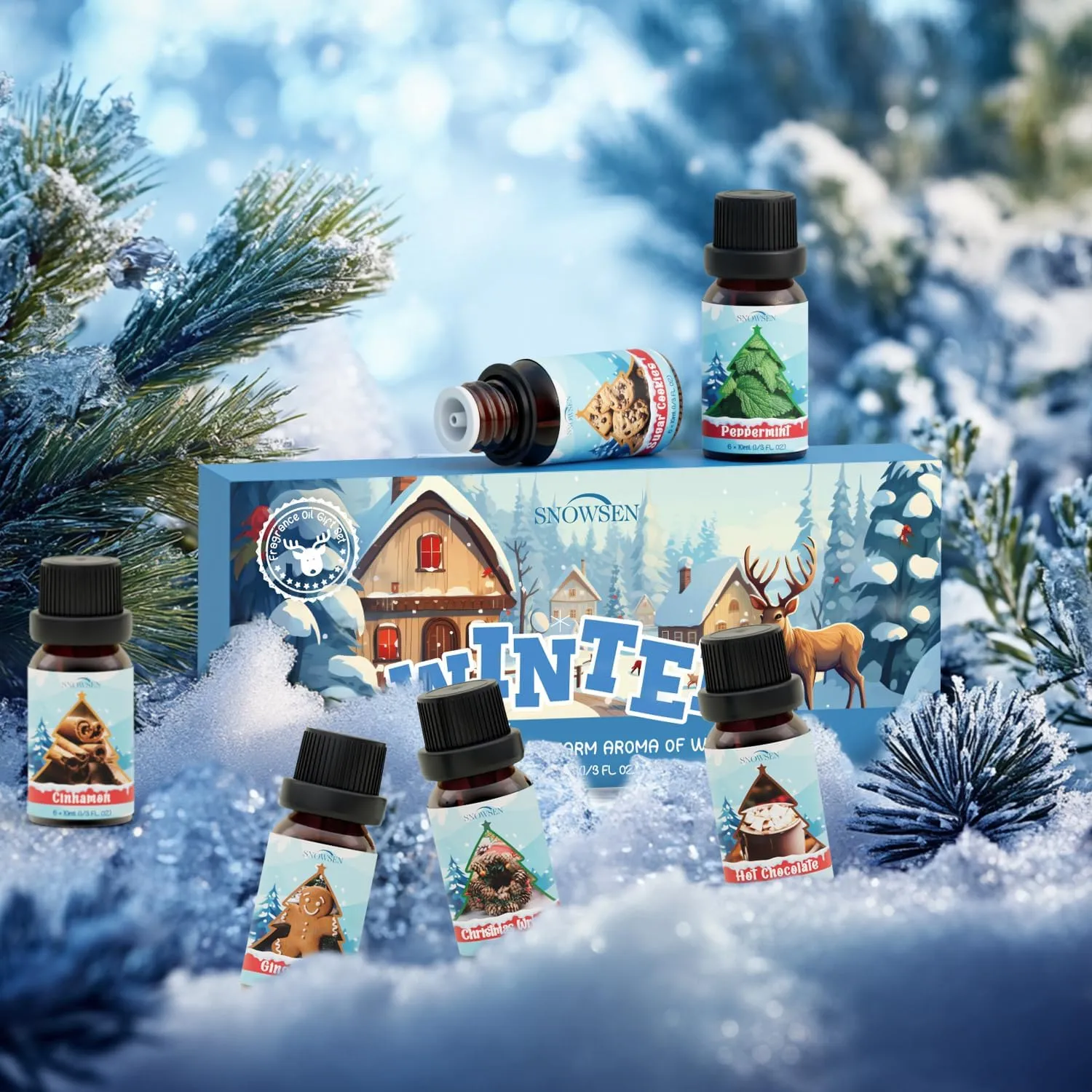Christmas Essential Oil Gift Set - Holiday Fragrance Oils for Diffuser, Soap & C