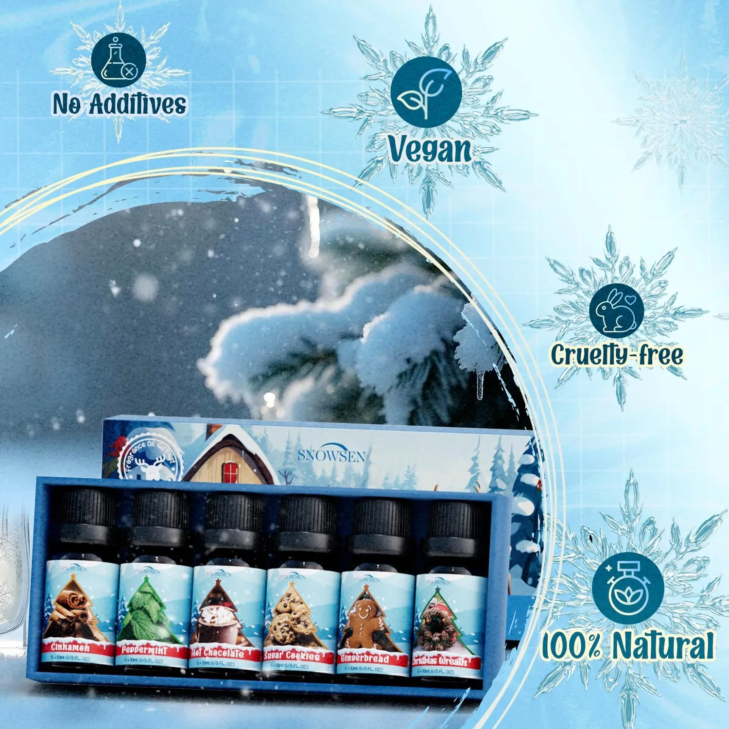 Christmas Essential Oil Gift Set - Holiday Fragrance Oils for Diffuser, Soap & C