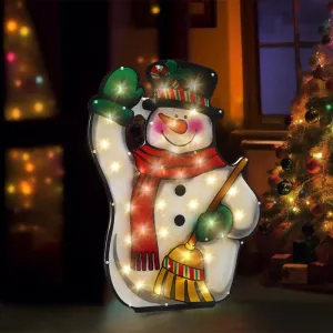 Christmas Silhouette Broom & Snowman