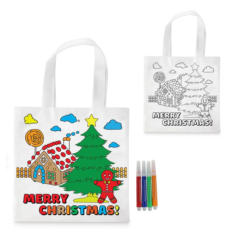 Christmas Themed Colour-In Tote Bag - Bulk Buy