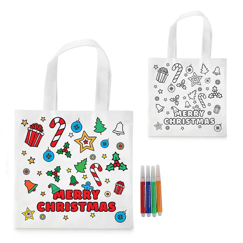 Christmas Themed Colour-In Tote Bag - Bulk Buy