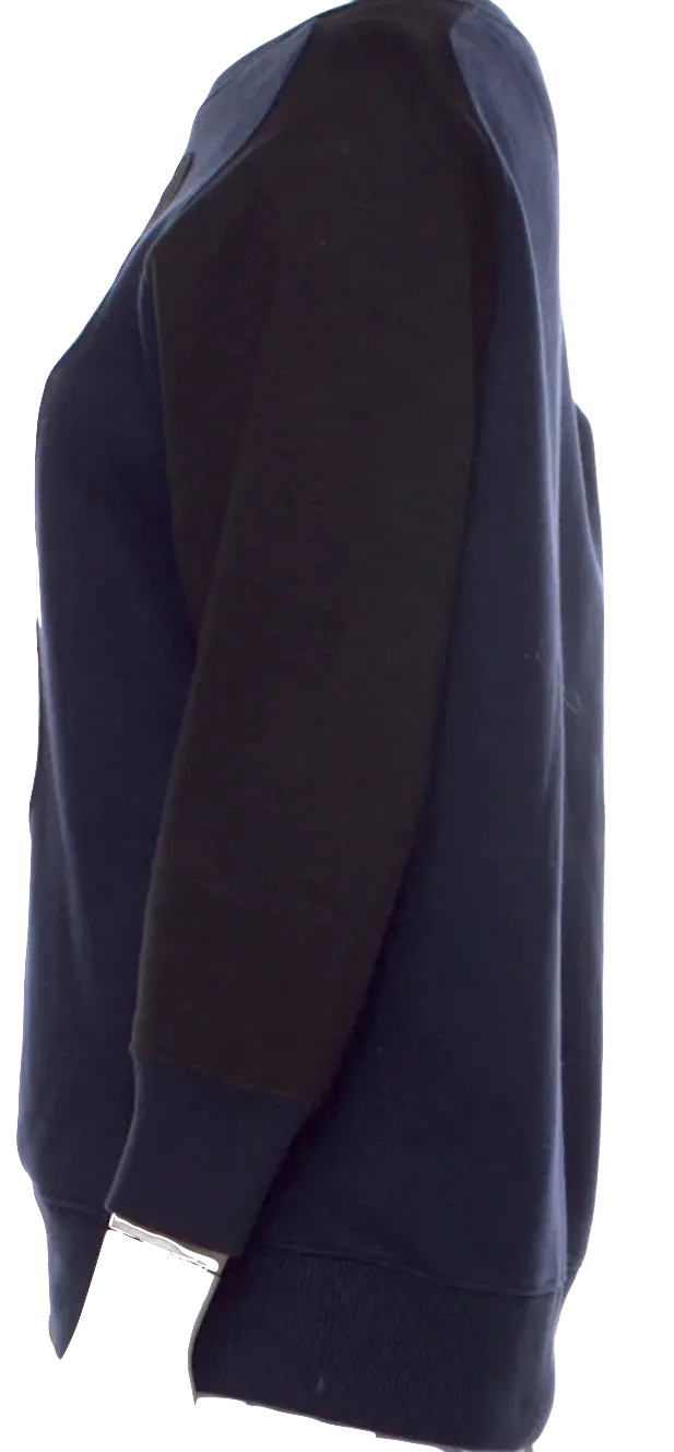 Christopher Kane UK. Colorblock Blue/Black 3/4 Sleeve Top w/Circles Embellishment