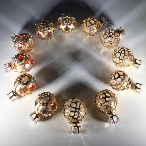 Circone/Gold Crystal Double Earrings