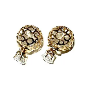 Circone/Gold Crystal Double Earrings