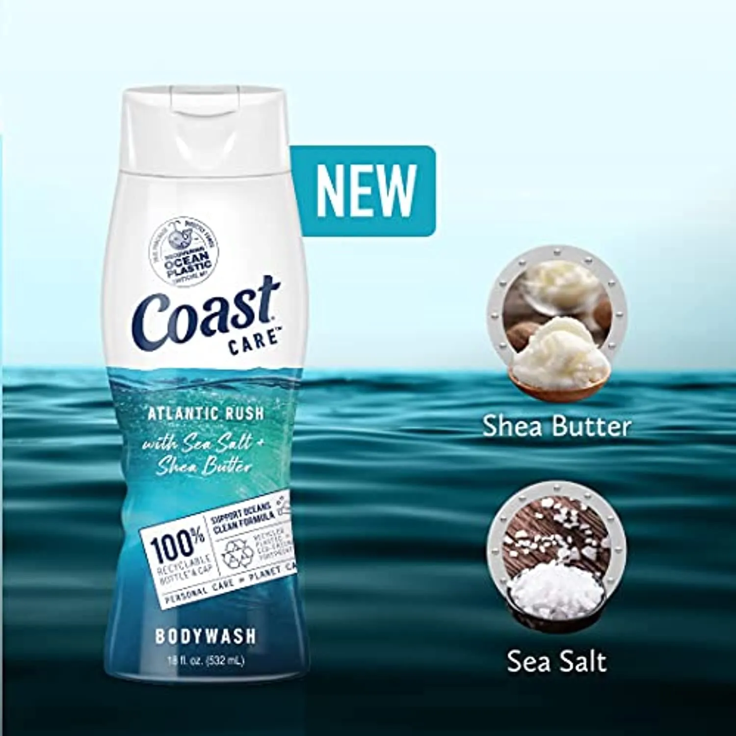 COAST CARE Body Wash - ATLANTIC RUSH 18OZ (PACK OF 6)