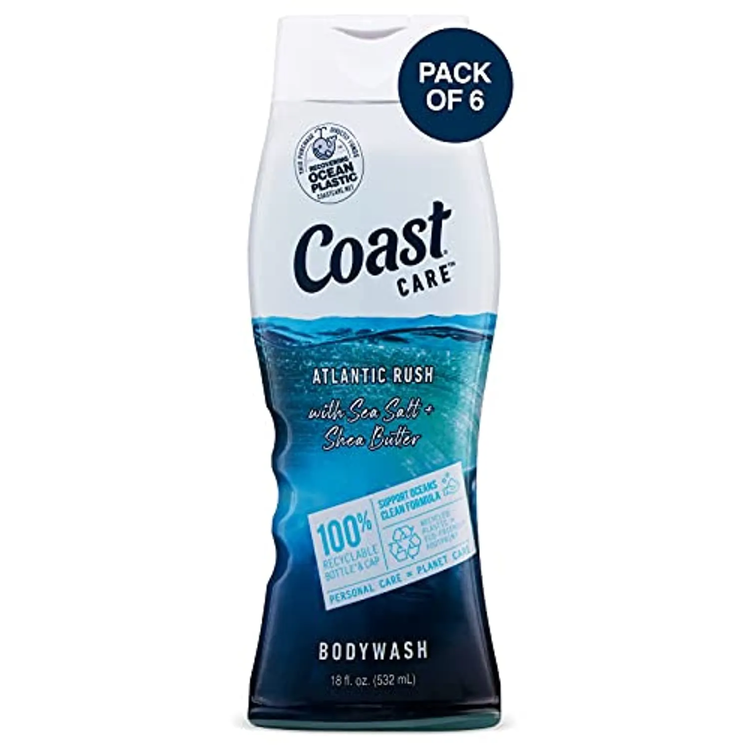COAST CARE Body Wash - ATLANTIC RUSH 18OZ (PACK OF 6)