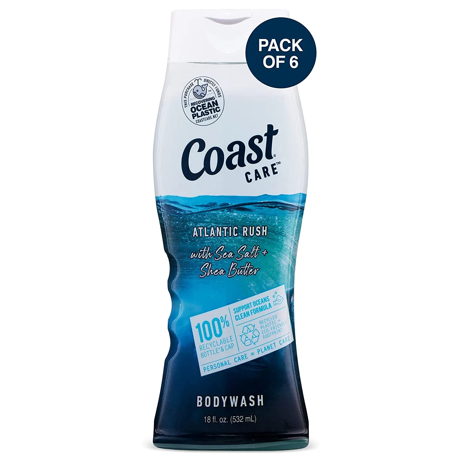 COAST CARE Body Wash - ATLANTIC RUSH 18OZ (PACK OF 6)