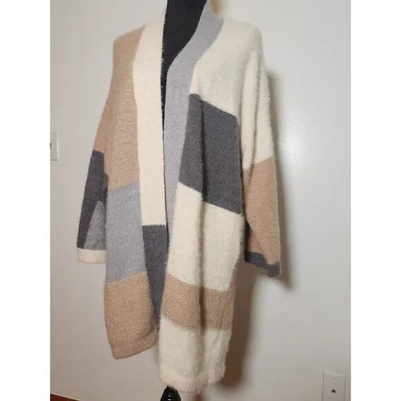 COCO   CARMEN Long Colorblock Cardigan, Size L/XL