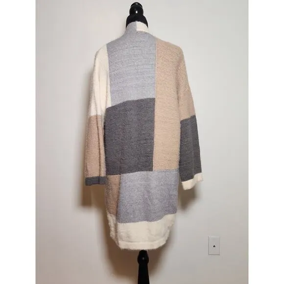 COCO   CARMEN Long Colorblock Cardigan, Size L/XL