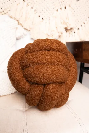 Cognac Knotted Ball Pillow, 10"