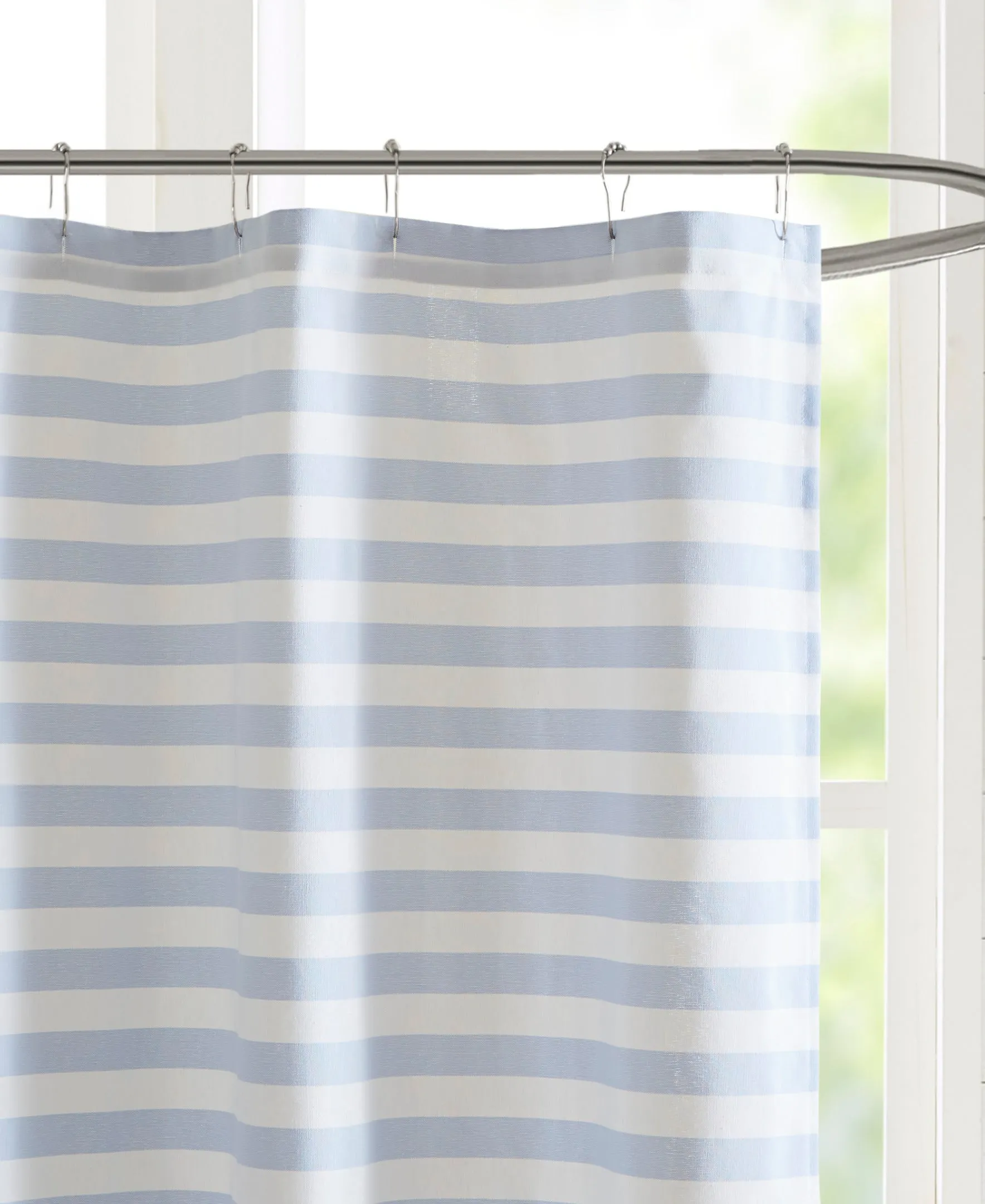 Colette Stripe Blended Yarn Dyed Woven Shower Curtain