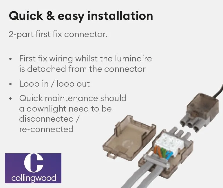 Collingwood DLT551500A H2 Lite CSP 4.2W-6W IP65 Fire-Rated Fixed CCT LED Dimmable Downlight with Matt White Bezel