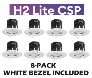 Collingwood DLT551500A8 H2 Lite CSP 4.2W-6W IP65 Fire-Rated Fixed CCT LED Dimmable Downlight with Matt White Bezel (8 Pack)