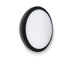 Collingwood WL9515CCSB 10-15W IP65 1200-1800lm CCT Round LED Bulkhead with Emergency & Microwave Sensor - Black