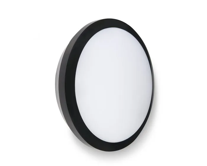 Collingwood WL9515CCSB 10-15W IP65 1200-1800lm CCT Round LED Bulkhead with Emergency & Microwave Sensor - Black