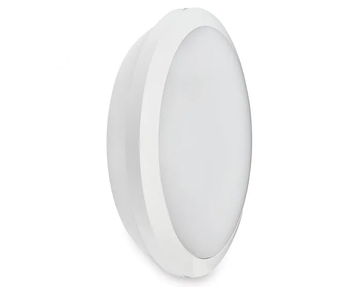 Collingwood WL9527CCS 15-25W IP65 1750-3000lm CCT Round LED Bulkhead with Emergency & Microwave Sensor - White
