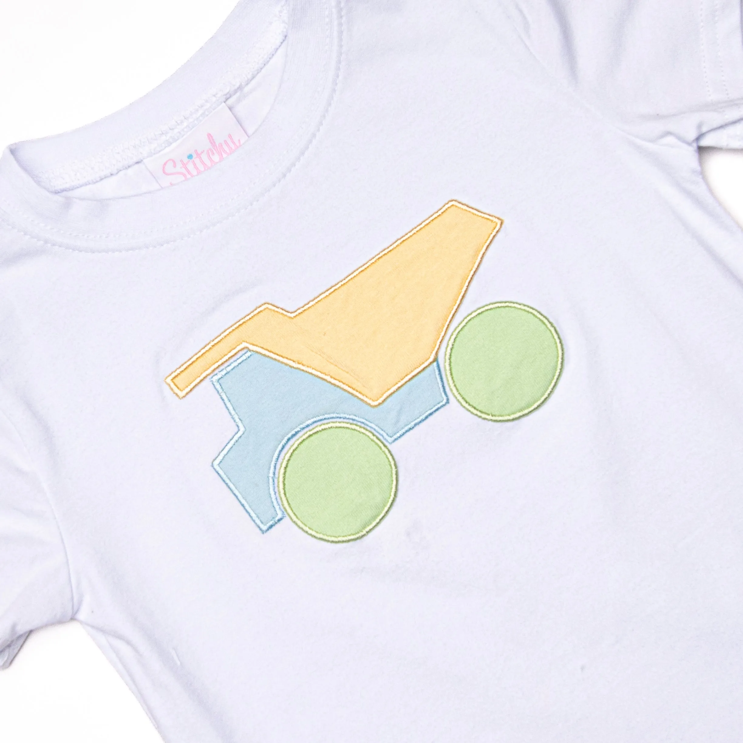 Colorblock Construction Applique Top, White
