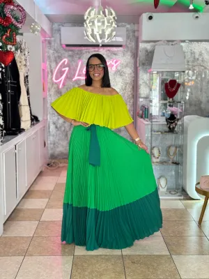 Colorblock Green Dress
