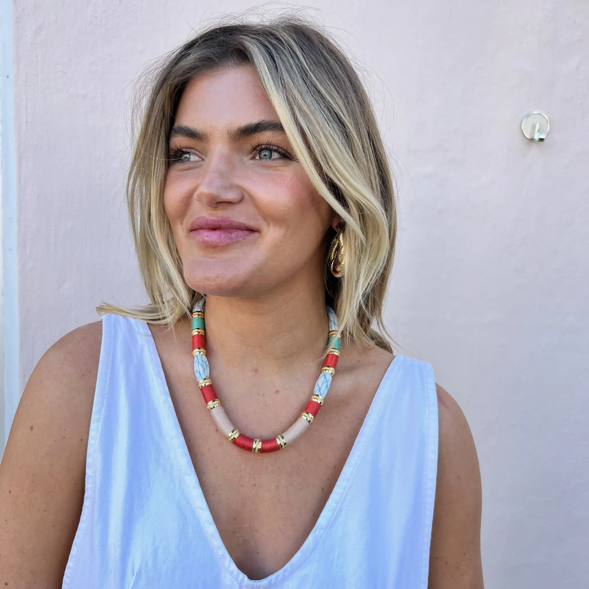 Colorblock Necklace- Aperol Spritz